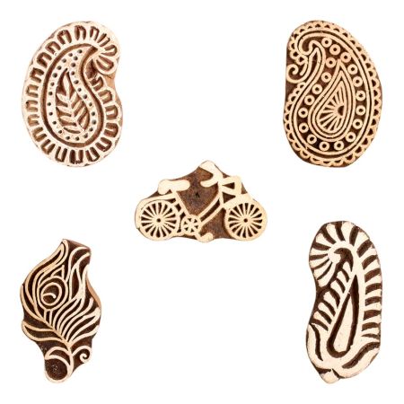 Set of 5 Piece New Mix Wooden Printing Block